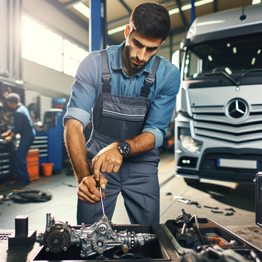 Napełnianie nowej skrzyni biegów olejem ATF w warsztacie Mercedesa